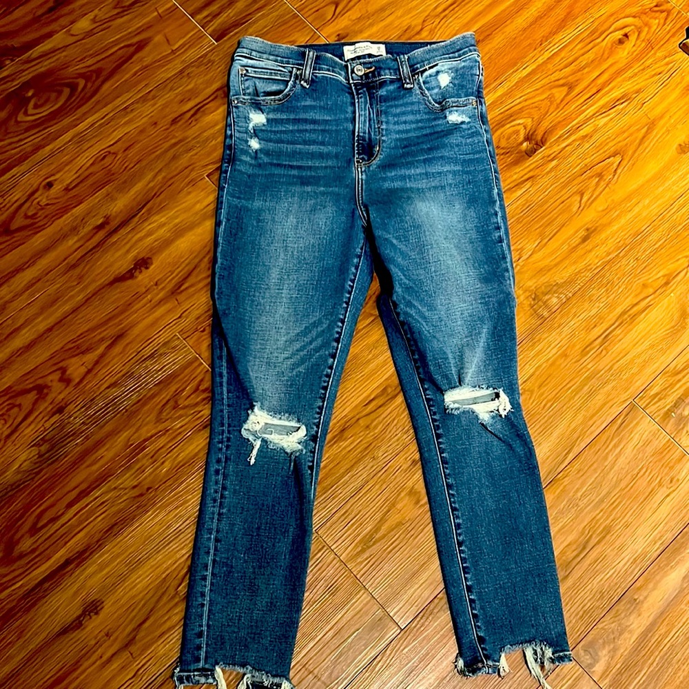 A&F Super Skinny High Rise Distressed Jean